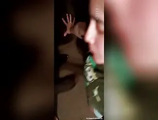 Slutty girl sucks black dick until she gets the cum