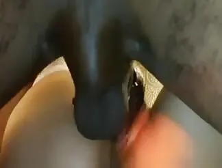 Dripping big black dong crempie closeup